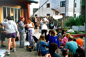 Making lanterns at a workshop